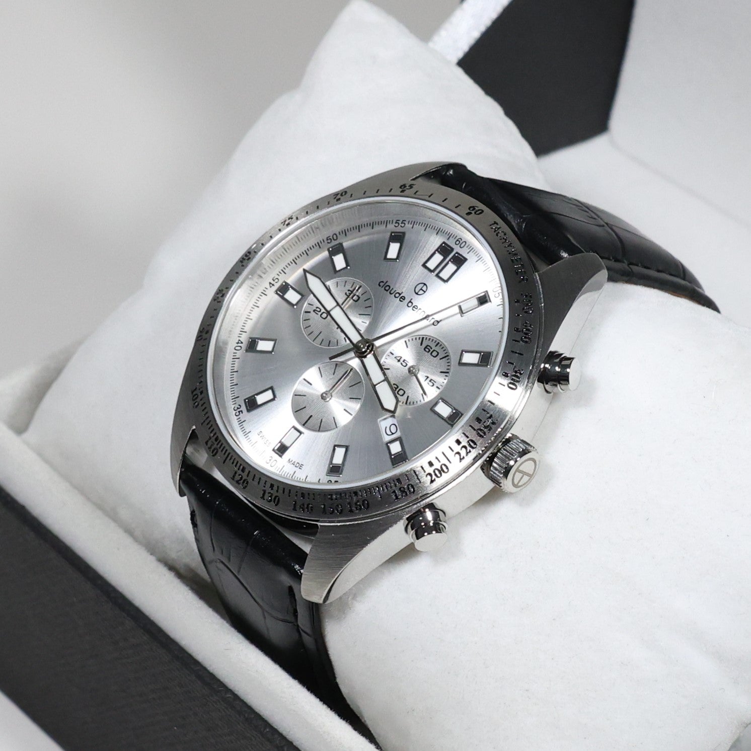 Claude Bernard Mens Silver Dial Stainless Steel Chronograph Watch  10247-3C-AIN