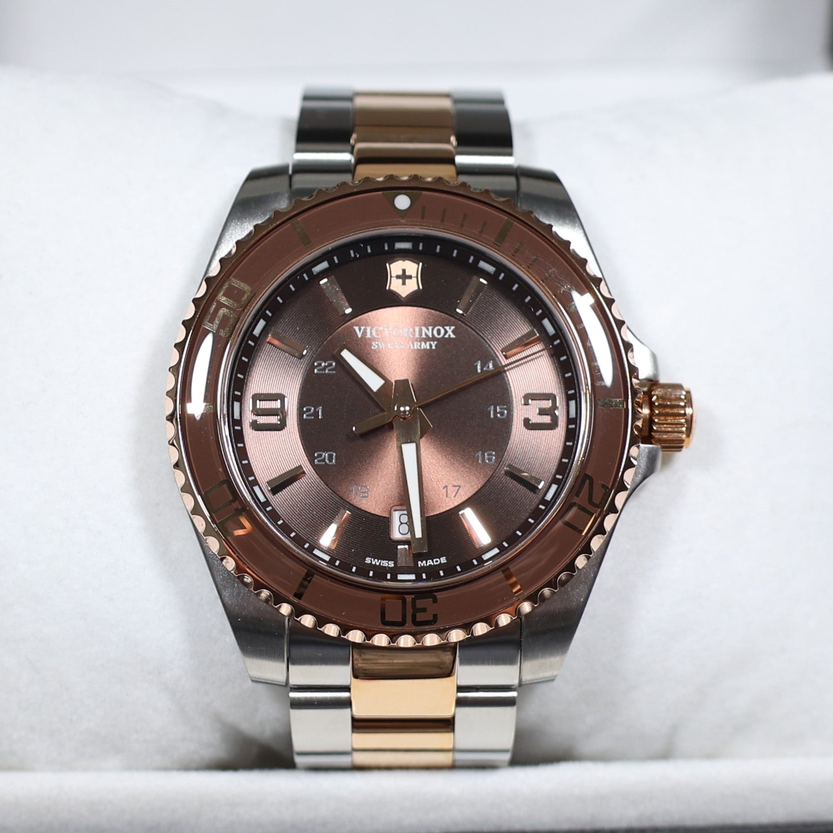 Victorinox Maverick Two Tone Rose Gold Brown Dial Men's Watch 241951