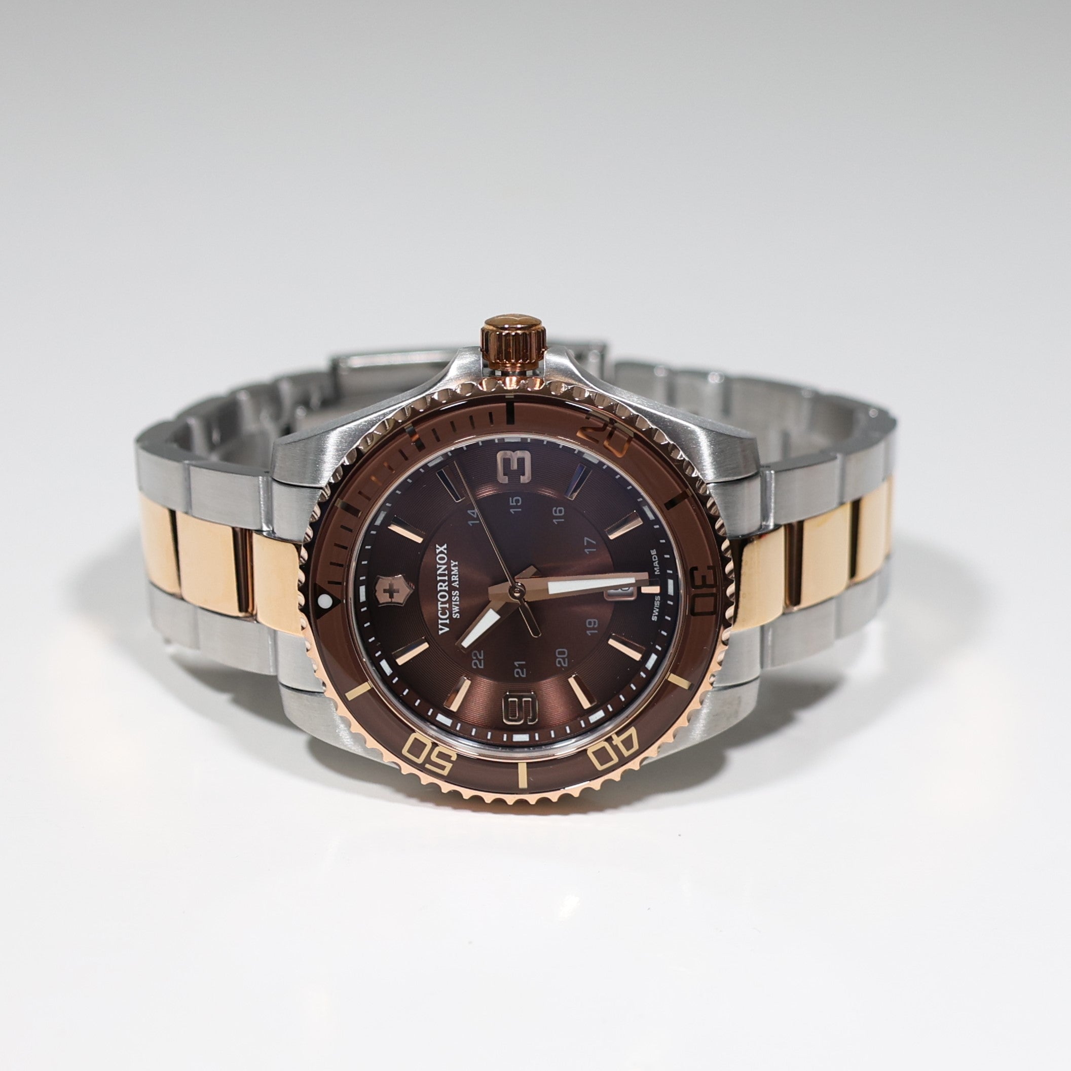 Victorinox Maverick Two Tone Rose Gold Brown Dial Men's Watch 241951