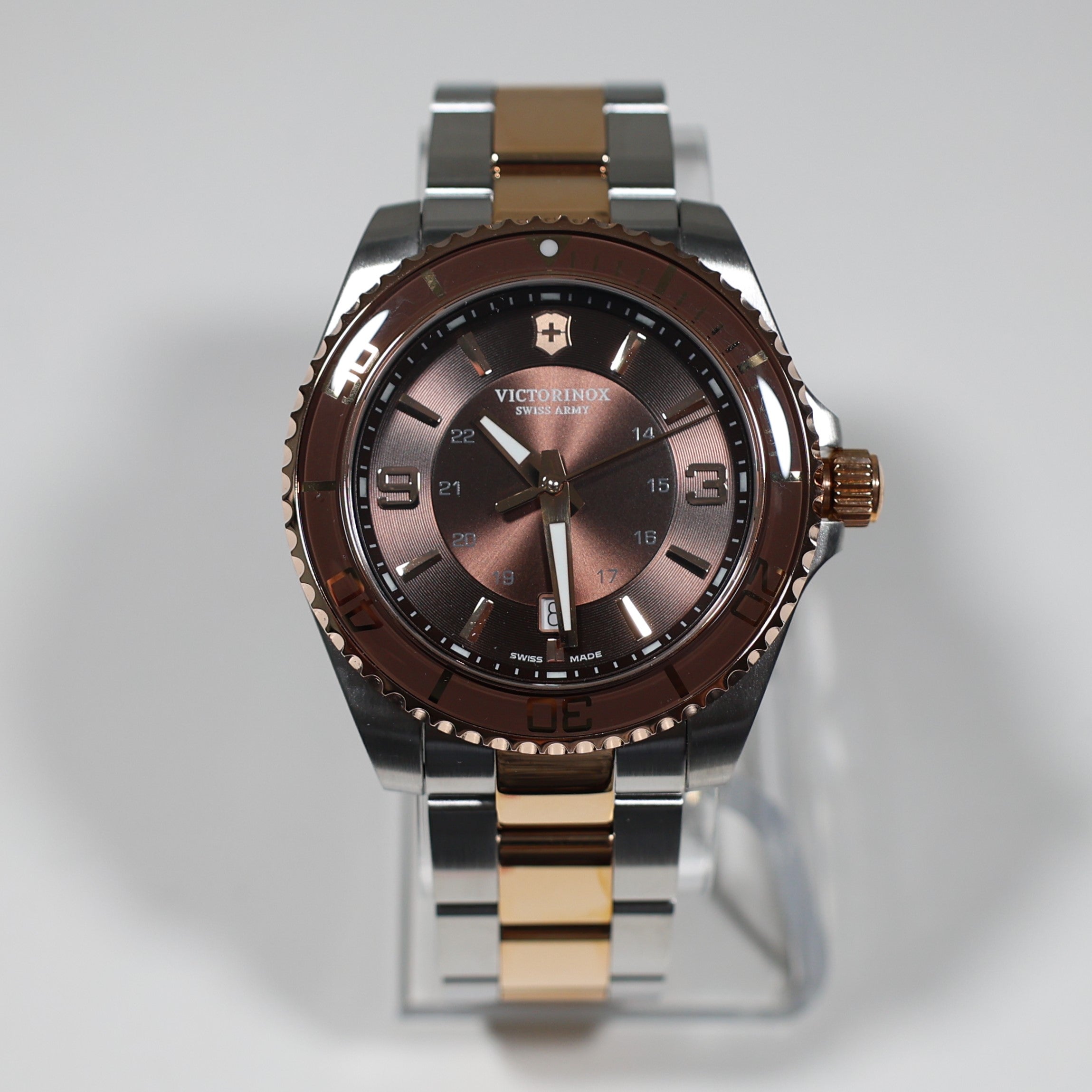Victorinox Maverick Two Tone Rose Gold Brown Dial Men's Watch 241951