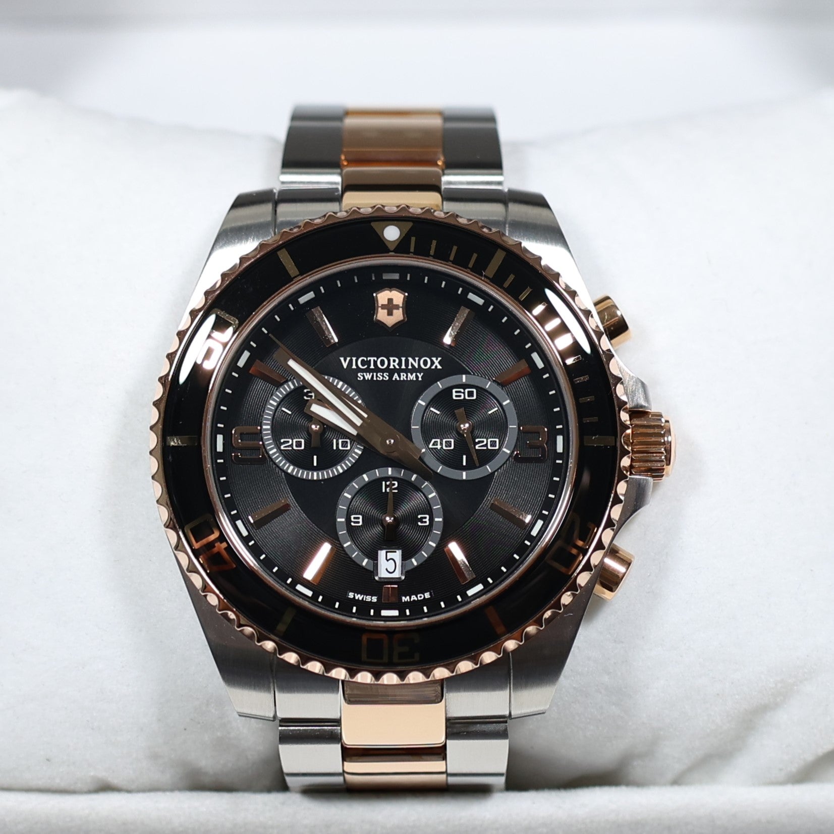 Victorinox Maverick Men's Two Tone Black Dial Chronograph Watch 241952