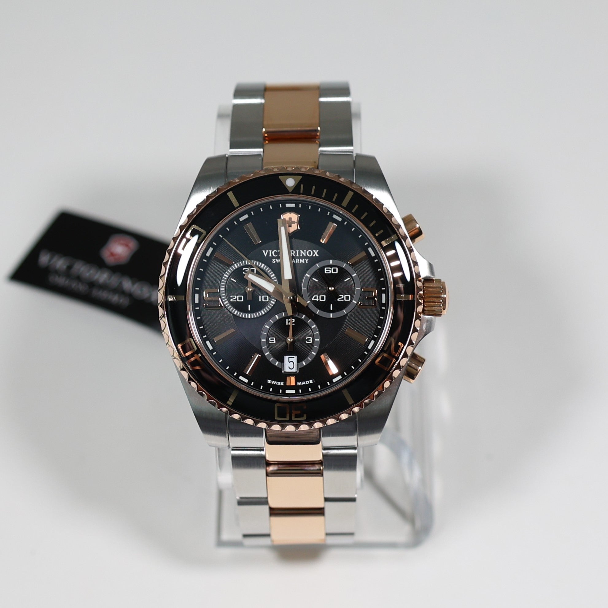 Victorinox Maverick Men's Two Tone Black Dial Chronograph Watch 241952