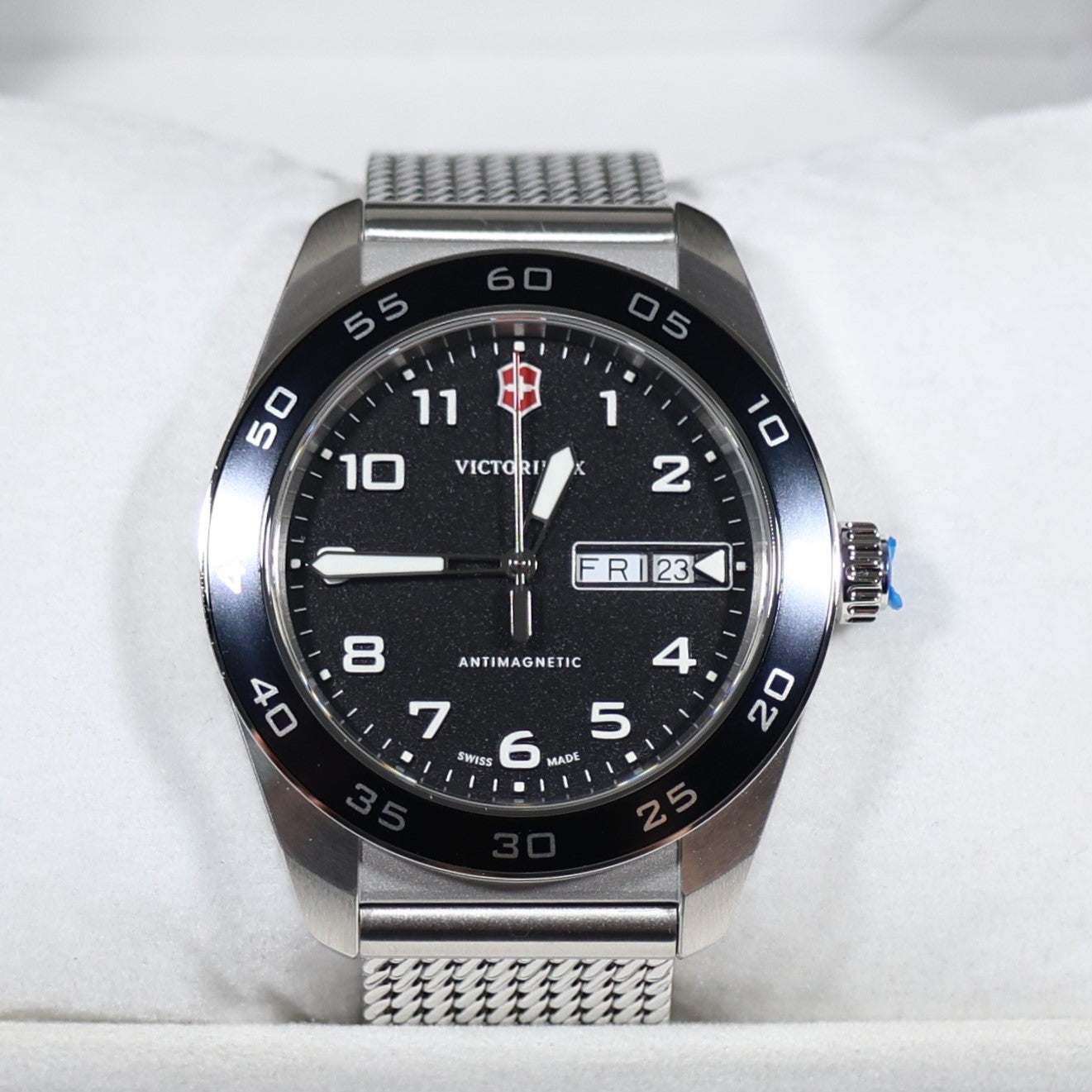 Victorinox Swiss Army Men's Black Dial Stainless Steel Mesh Bracelet Watch 242043