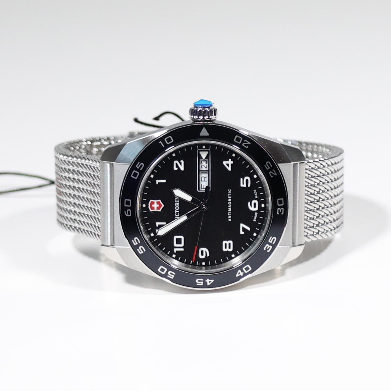 Victorinox Swiss Army Men's Black Dial Stainless Steel Mesh Bracelet Watch 242043