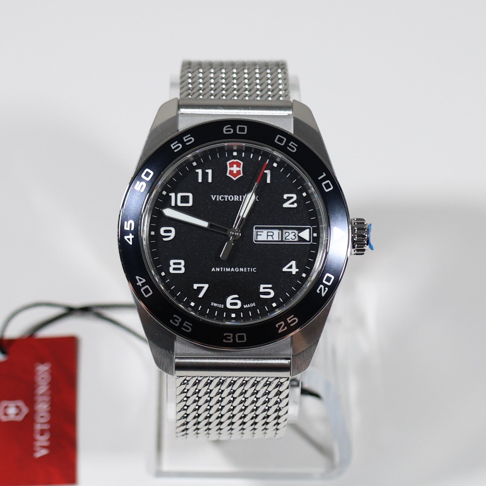 Victorinox Swiss Army Men's Black Dial Stainless Steel Mesh Bracelet Watch 242043