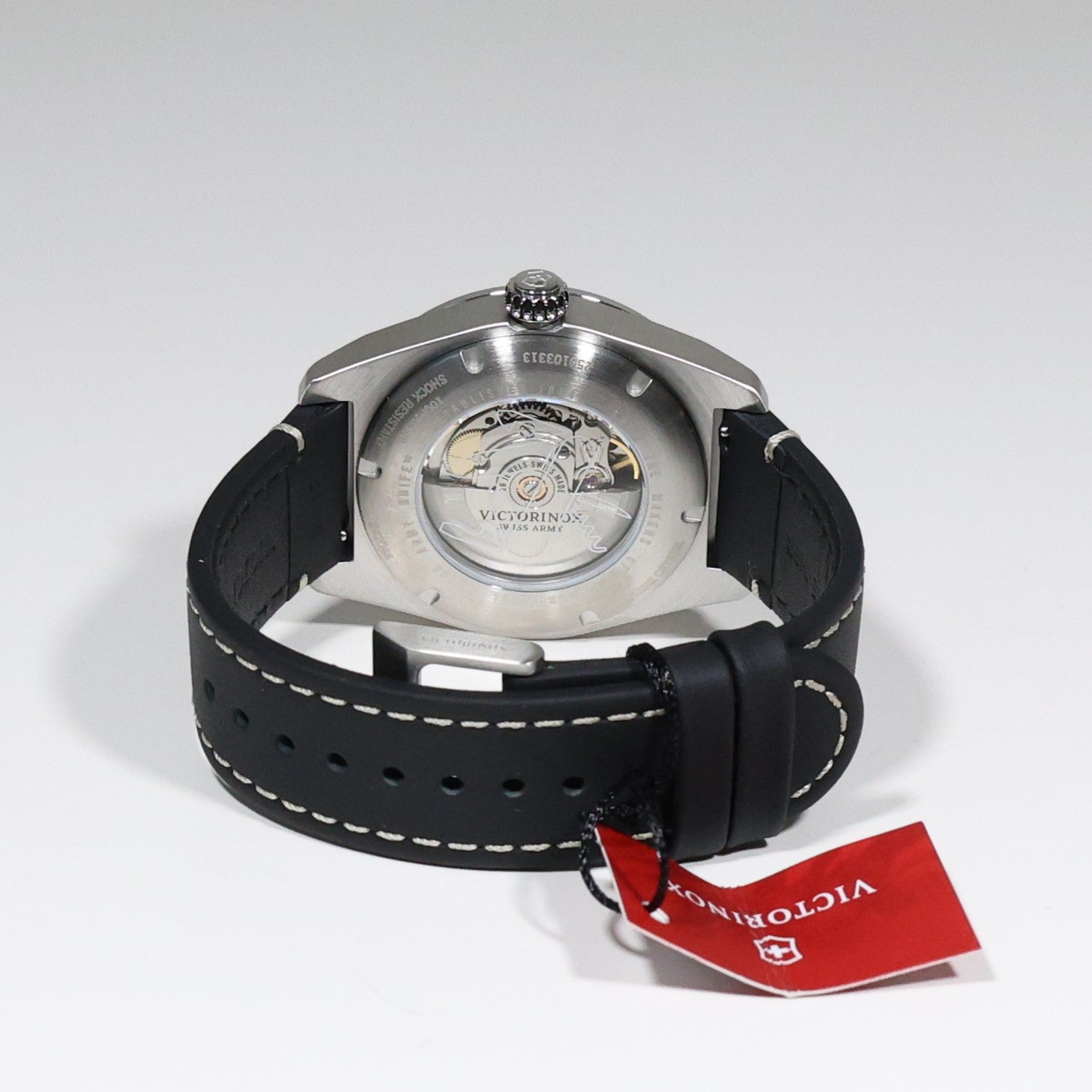 Victorinox Swiss Army Men's Automatic Black Dial Leather Strap Watch 242044