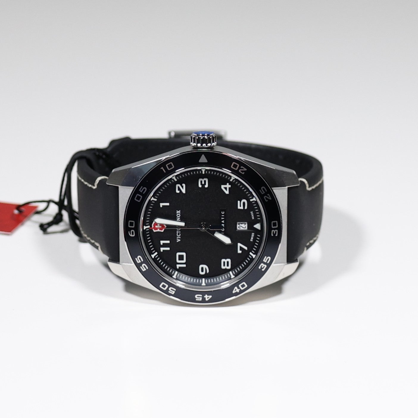 Victorinox Swiss Army Men's Automatic Black Dial Leather Strap Watch 242044