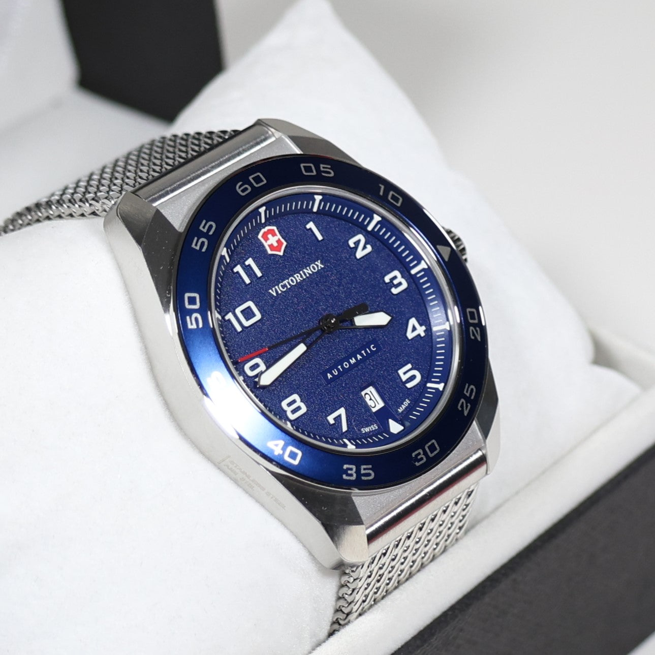 Victorinox Swiss Army Men's Automatic Blue Dial Mesh Bracelet Watch 242045