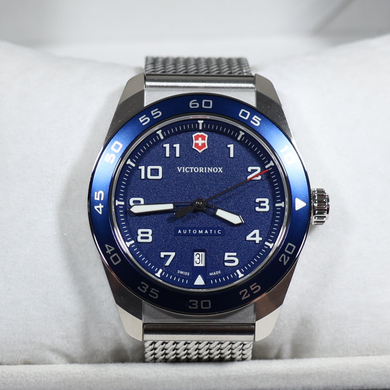 Victorinox Swiss Army Men's Automatic Blue Dial Mesh Bracelet Watch 242045