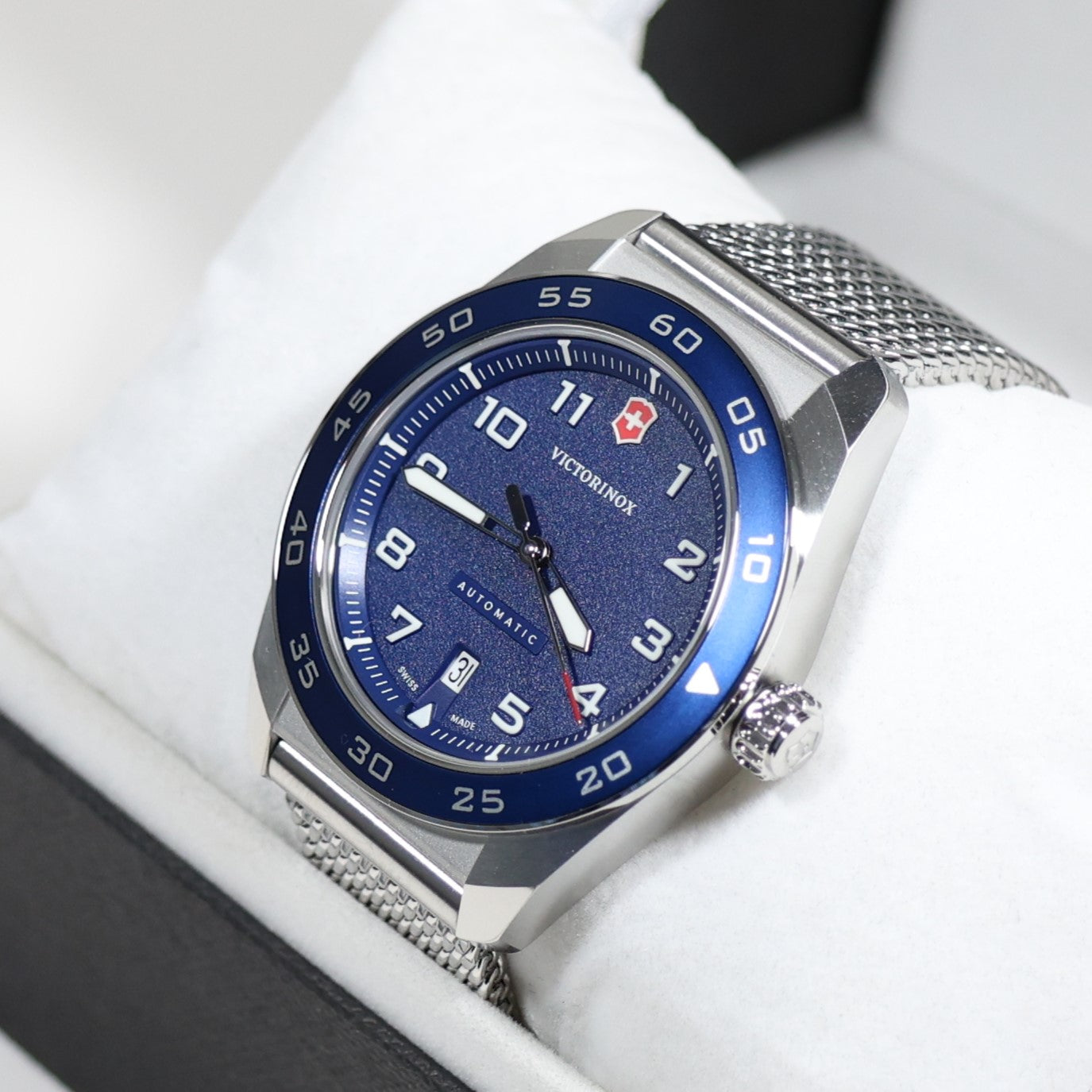 Victorinox Swiss Army Men's Automatic Blue Dial Mesh Bracelet Watch 242045