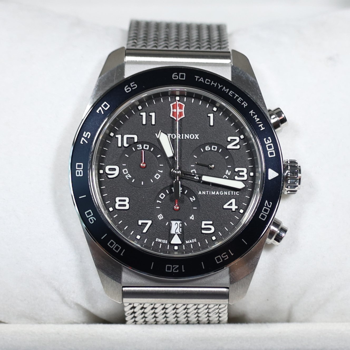 Victorinox Swiss Army Chrono Black Dial Men's Mesh Bracelet Watch 242048