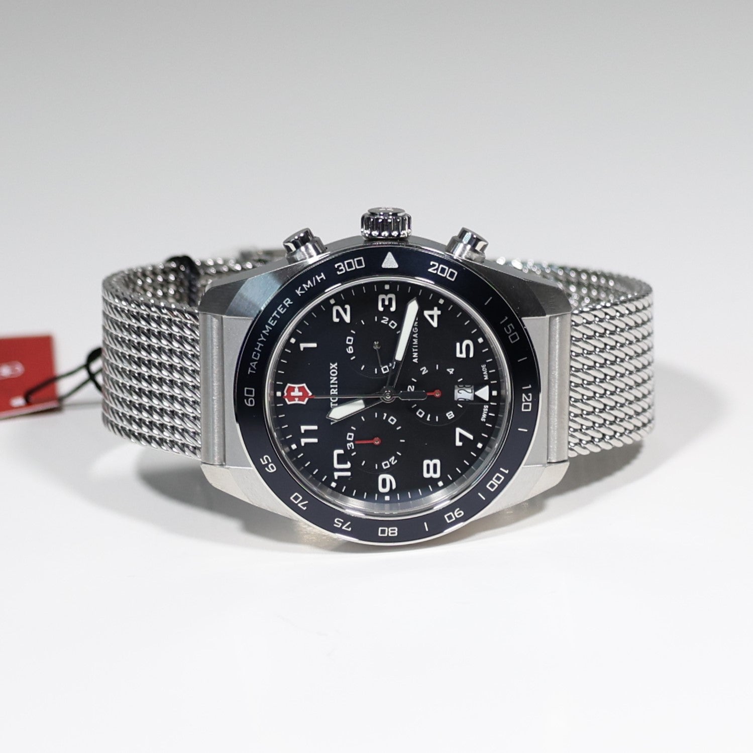 Victorinox Swiss Army Chrono Black Dial Men's Mesh Bracelet Watch 242048