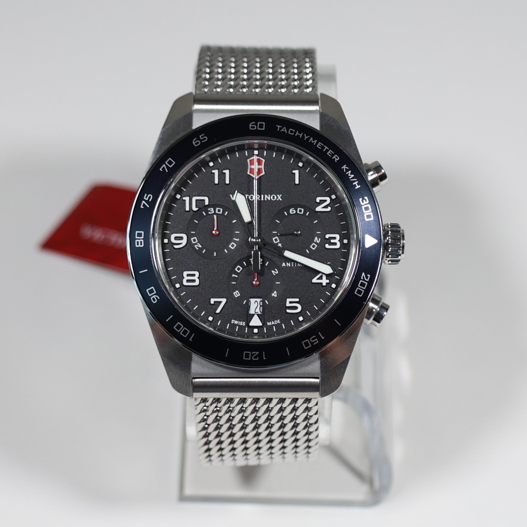 Victorinox Swiss Army Chrono Black Dial Men's Mesh Bracelet Watch 242048