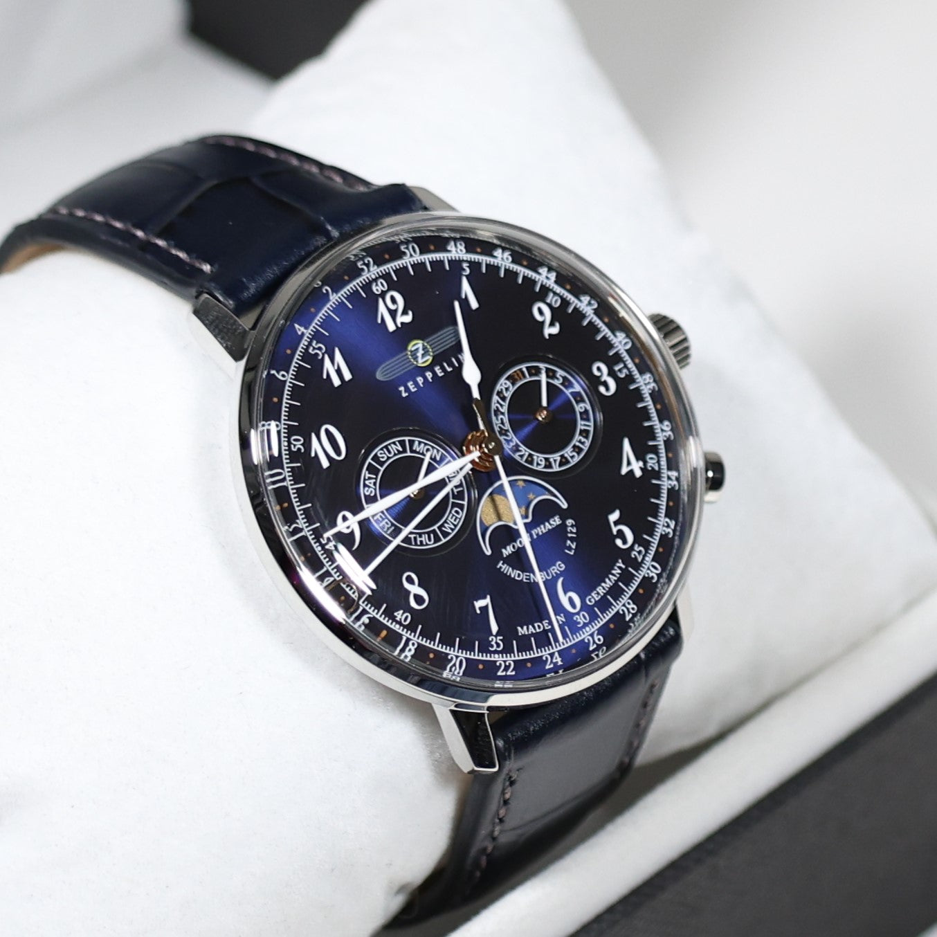 Zeppelin Hindenburg Moon Phase Blue Dial Men's Watch 7036-3 LZ129
