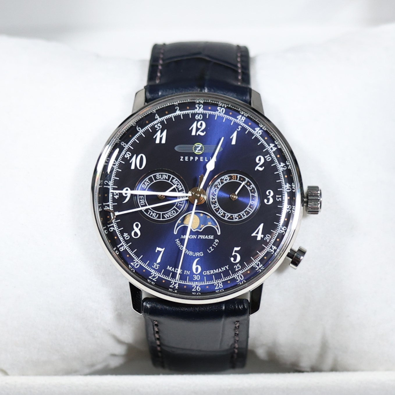 Zeppelin Hindenburg Moon Phase Blue Dial Men's Watch 7036-3 LZ129