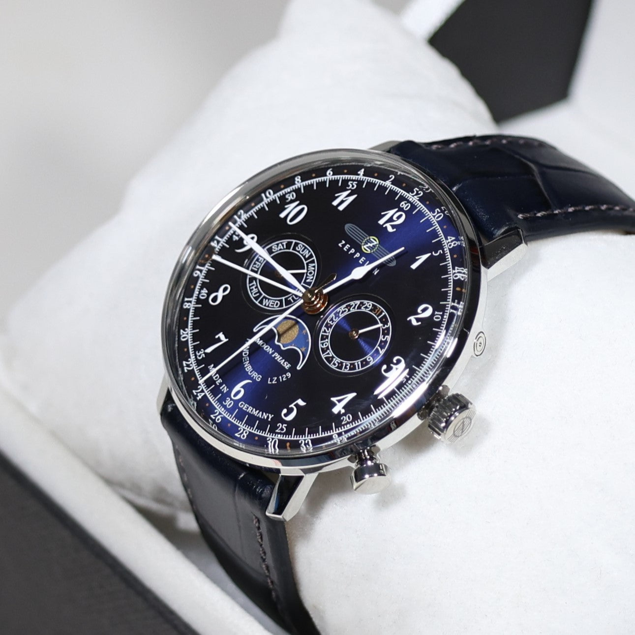 Zeppelin Hindenburg Moon Phase Blue Dial Men's Watch 7036-3 LZ129