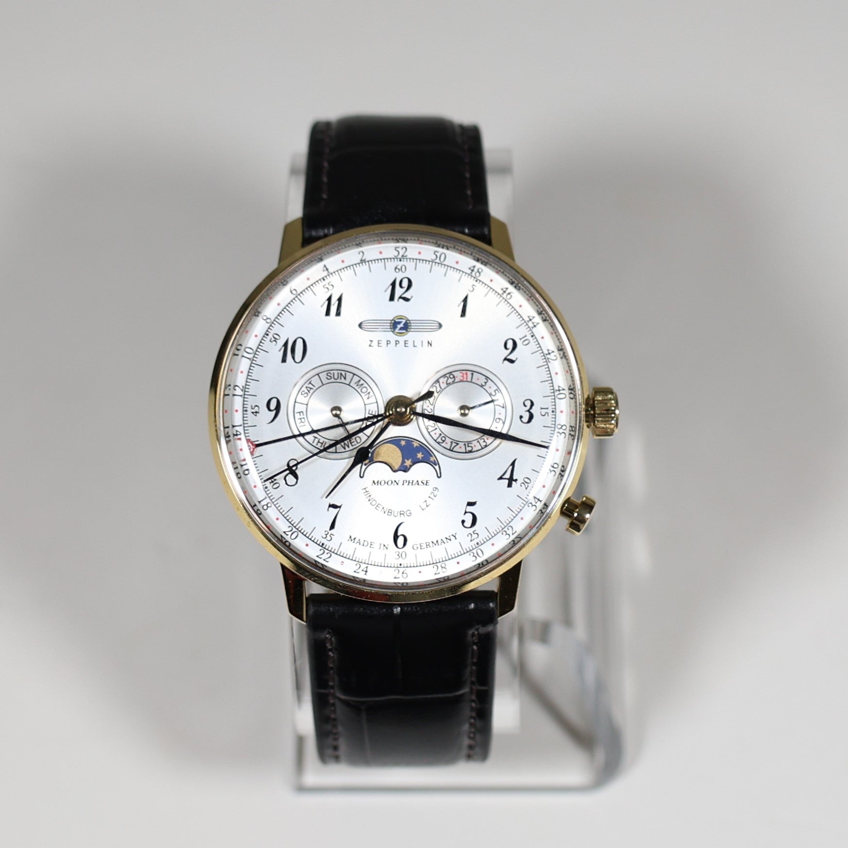 Zeppelin Hindenburg Gold Tone Silver Dial Men's Watch 7038-1 LZ129