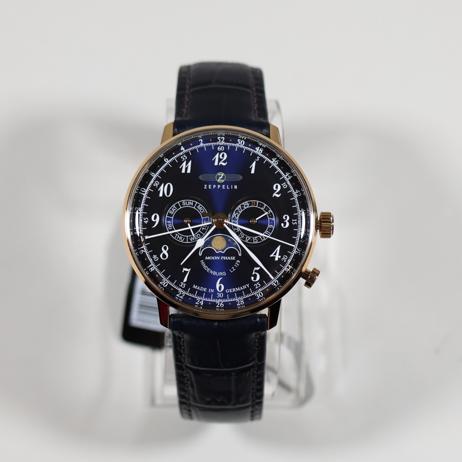 Zeppelin Hindenburg Rose Gold Tone Blue Dial Men's Watch 7038-3 LZ129