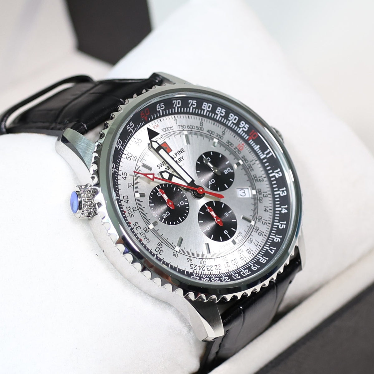 Swiss Alpine Military Silver Dial Stainless Steel Chronograph Watch 7078.9538 - Chronobuy