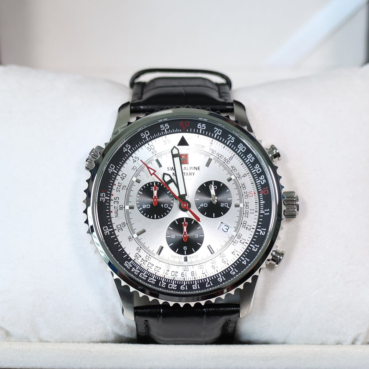 Swiss Alpine Military Silver Dial Stainless Steel Chronograph Watch 7078.9538 - Chronobuy
