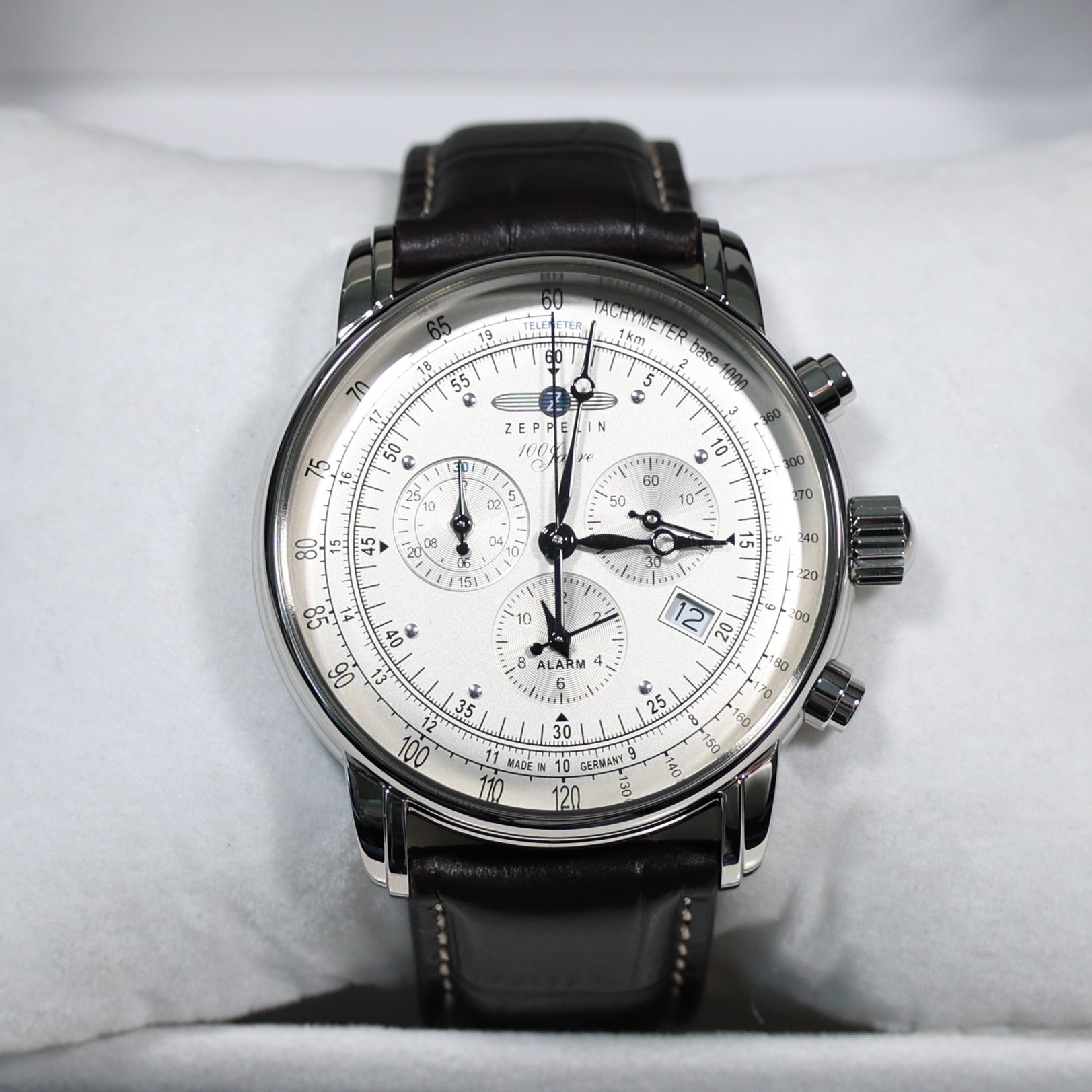 Zeppelin 100th Anniversary Men's Chronograph Silver Dial Quartz Watch 7680-1