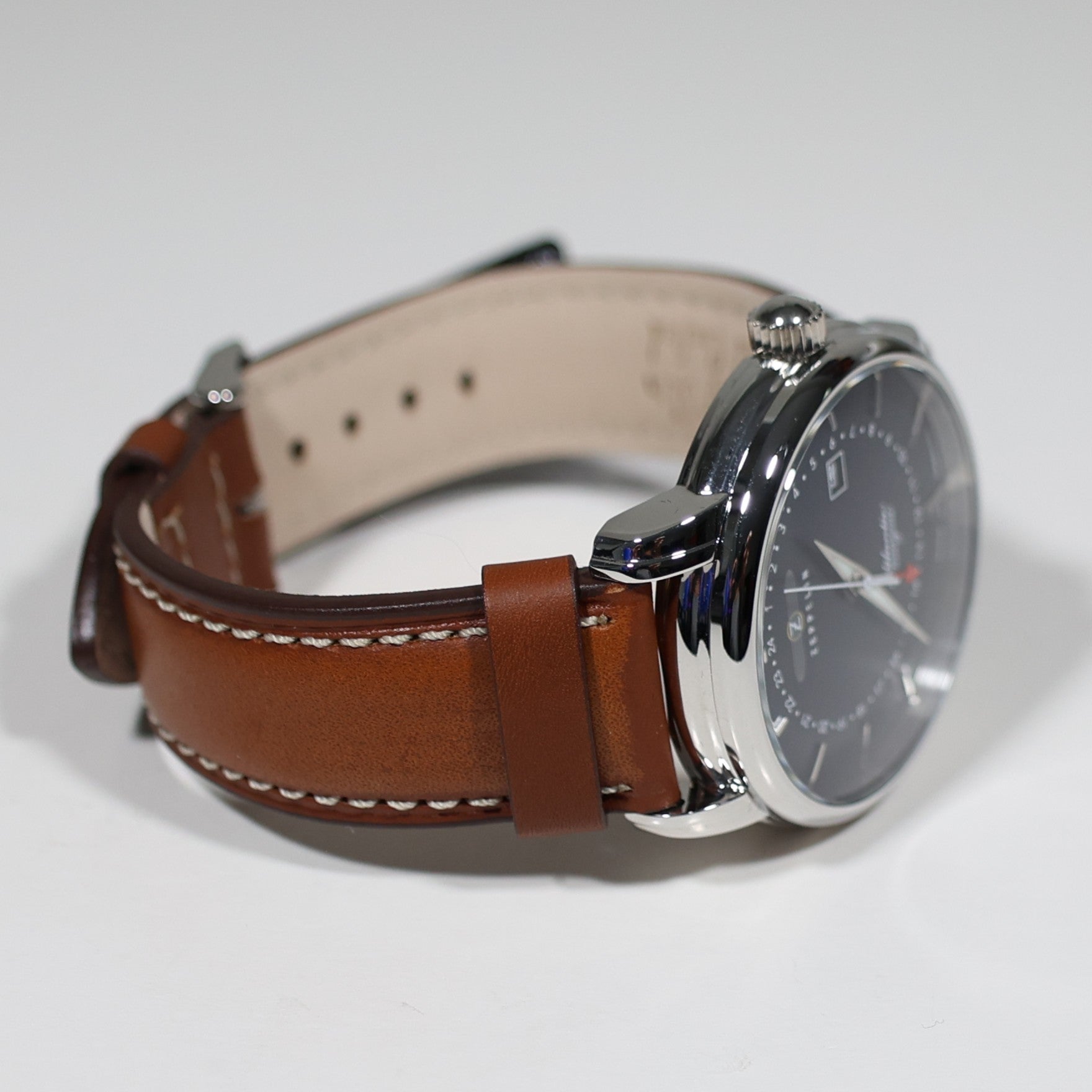 Zeppelin Men's Blue Dial GMT Atlantic Brown Leather Strap Watch 8442-3