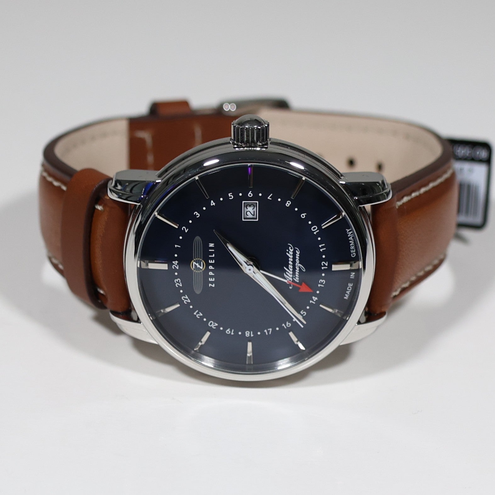 Zeppelin Men's Blue Dial GMT Atlantic Brown Leather Strap Watch 8442-3