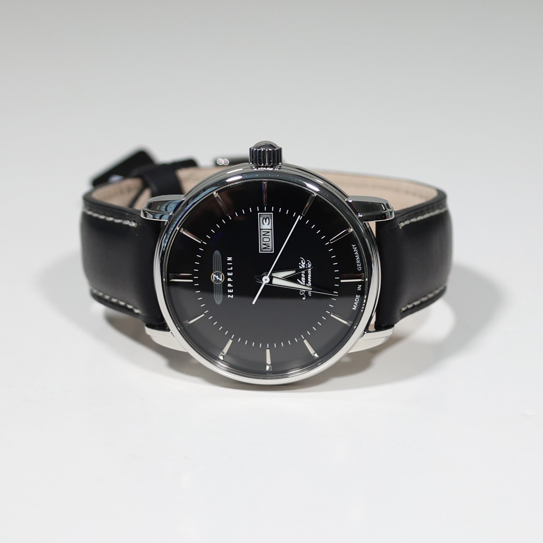 Zeppelin Atlantic Automatic Black Dial Black Leather Strap Men's Watch 8466-2