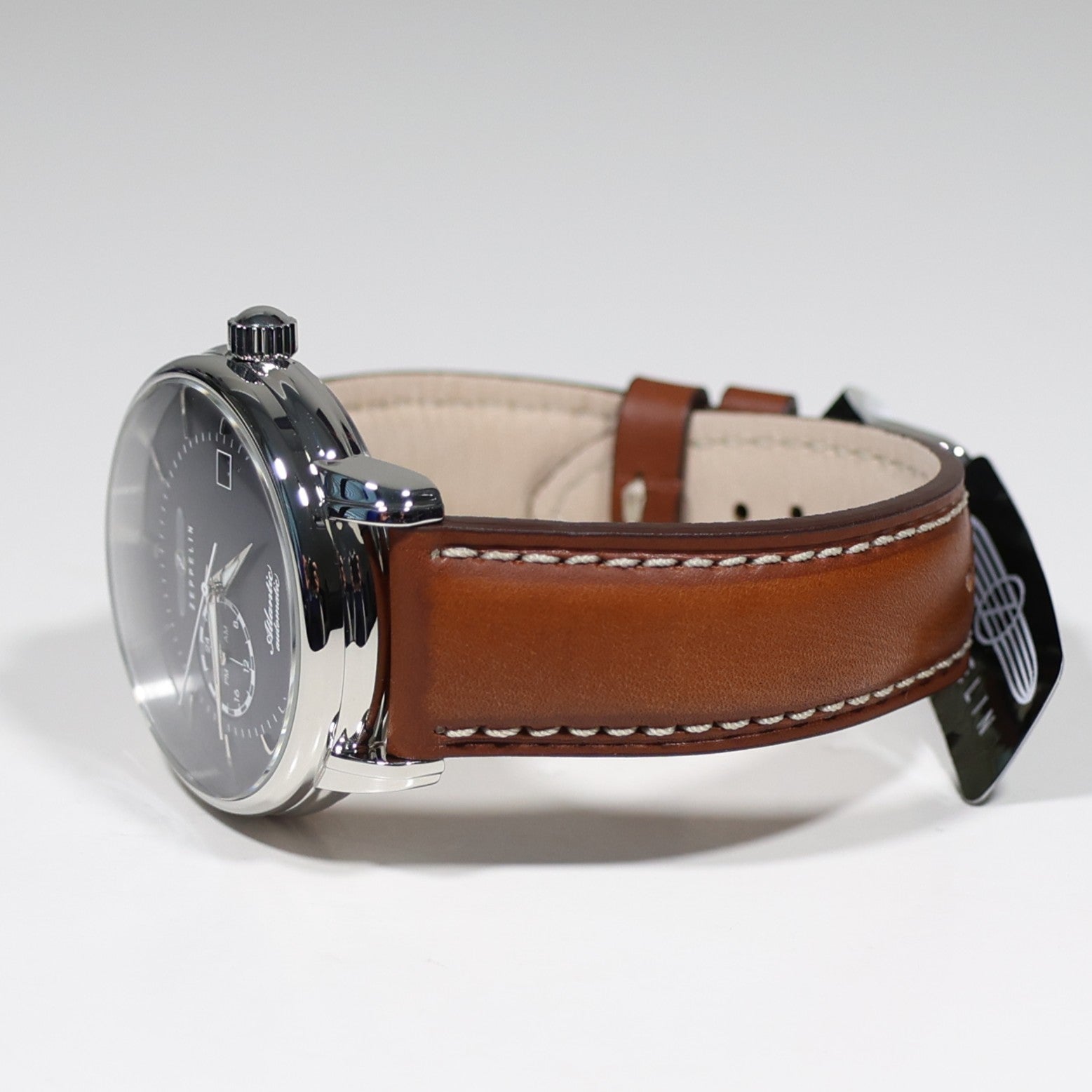 Zeppelin Atlantic Automatic Blue Dial Brown Leather Strap Men's Watch 8470-3