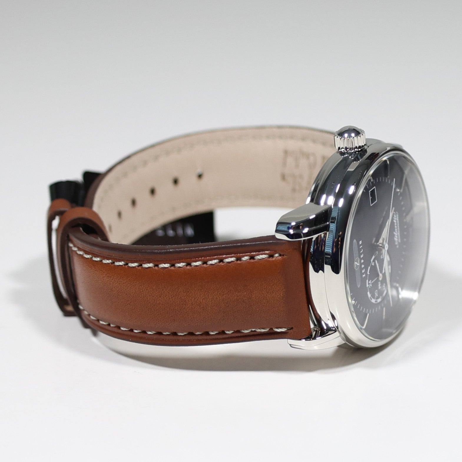 Zeppelin Atlantic Automatic Blue Dial Brown Leather Strap Men's Watch 8470-3