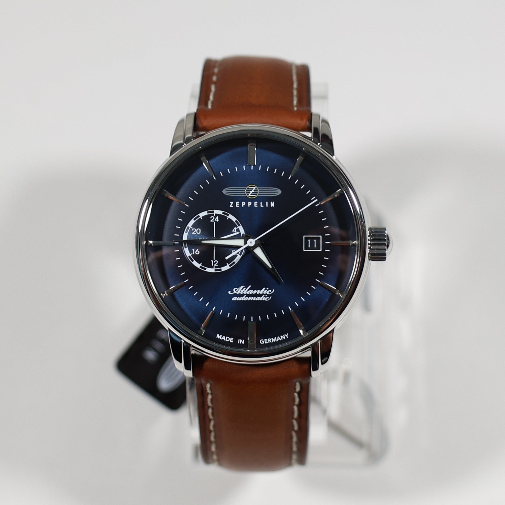Zeppelin Atlantic Automatic Blue Dial Brown Leather Strap Men's Watch 8470-3