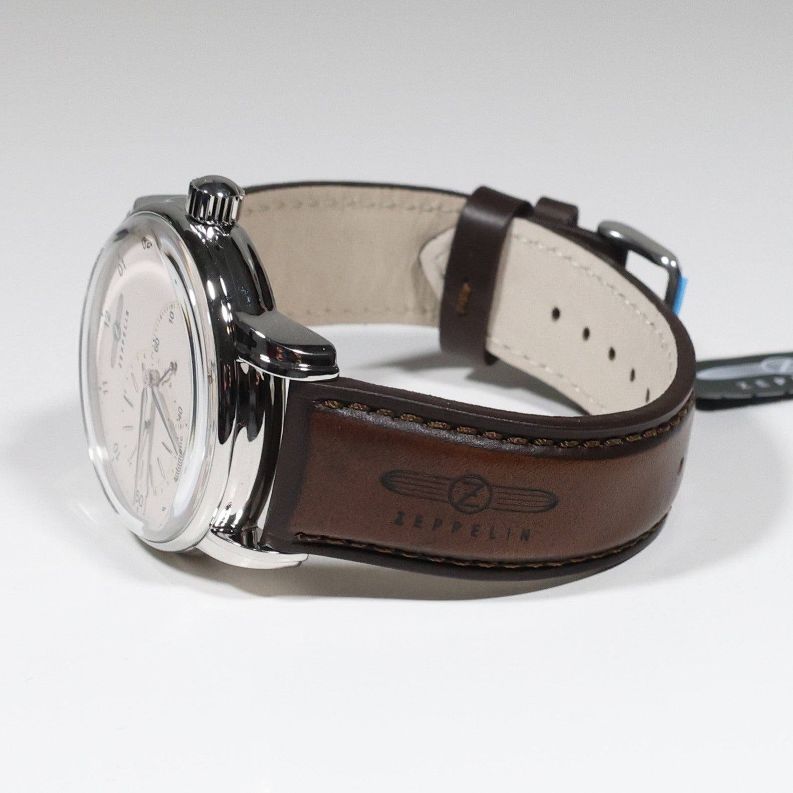 Zeppelin Captains Line Men's Automatic Cream Dial Brown Leather Strap Watch 8662-5