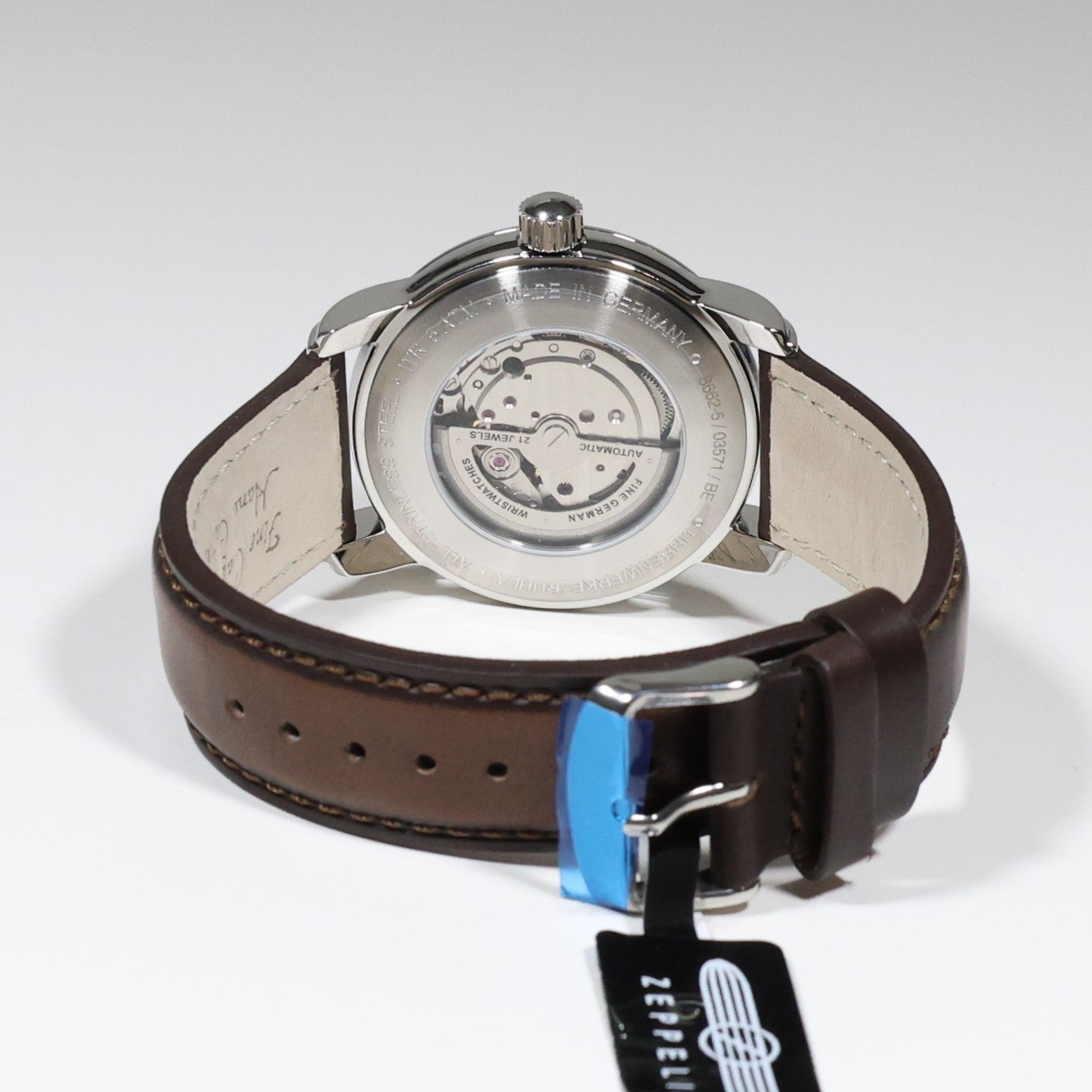 Zeppelin Captains Line Men's Automatic Cream Dial Brown Leather Strap Watch 8662-5