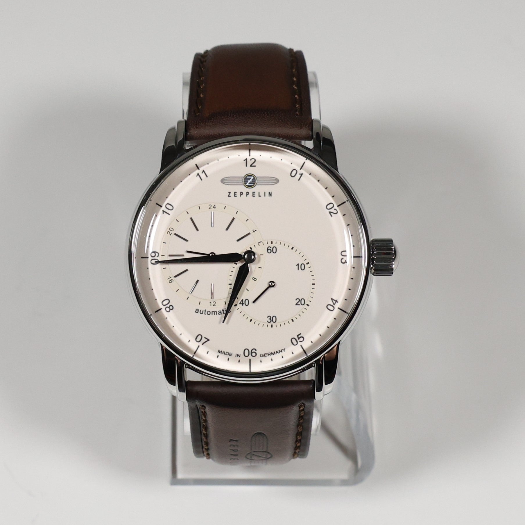 Zeppelin Captains Line Men's Automatic Cream Dial Brown Leather Strap Watch 8662-5