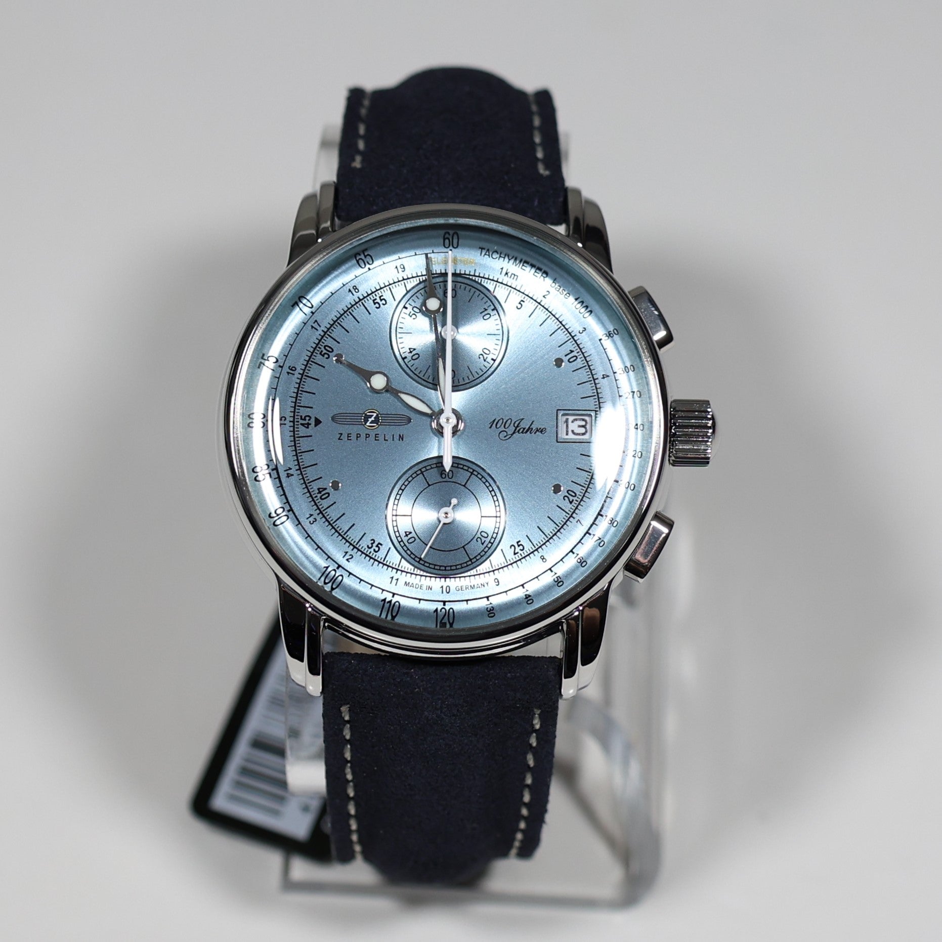 Zeppelin 8670-4 100 Years Men's Blue Dial Stainless Steel Leather Strap Watch