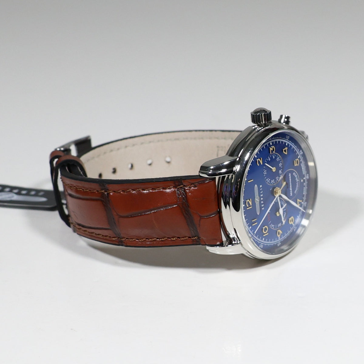 Zeppelin Mediterranee Blue Dial Quartz Moon Phase Men's Watch 9636-3 - Chronobuy