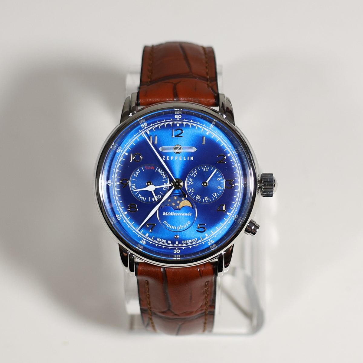 Zeppelin Mediterranee Blue Dial Quartz Moon Phase Men's Watch 9636-3