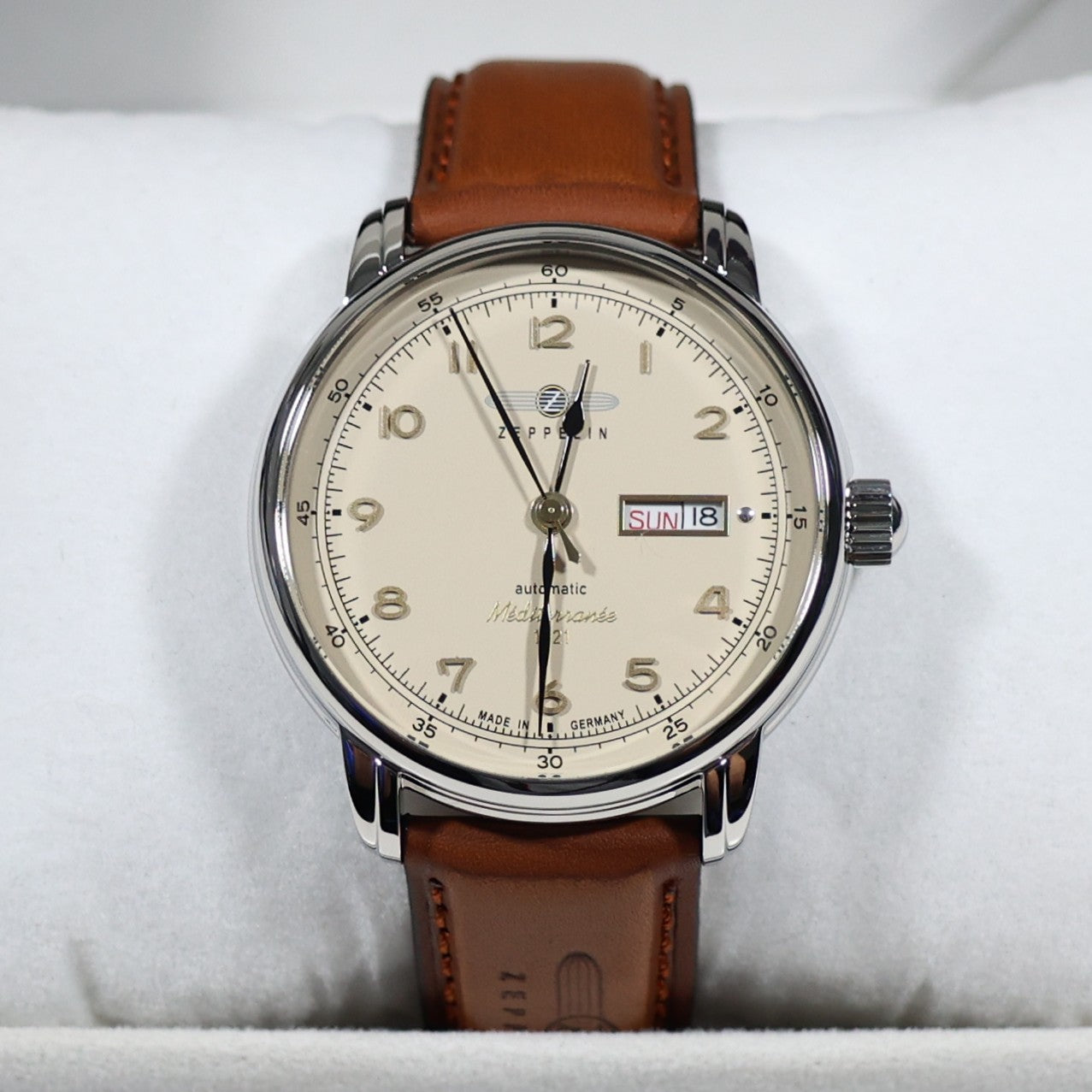 Zeppelin Méditerranée Men's Automatic Beige Dial Leather Strap Watch 9664-5