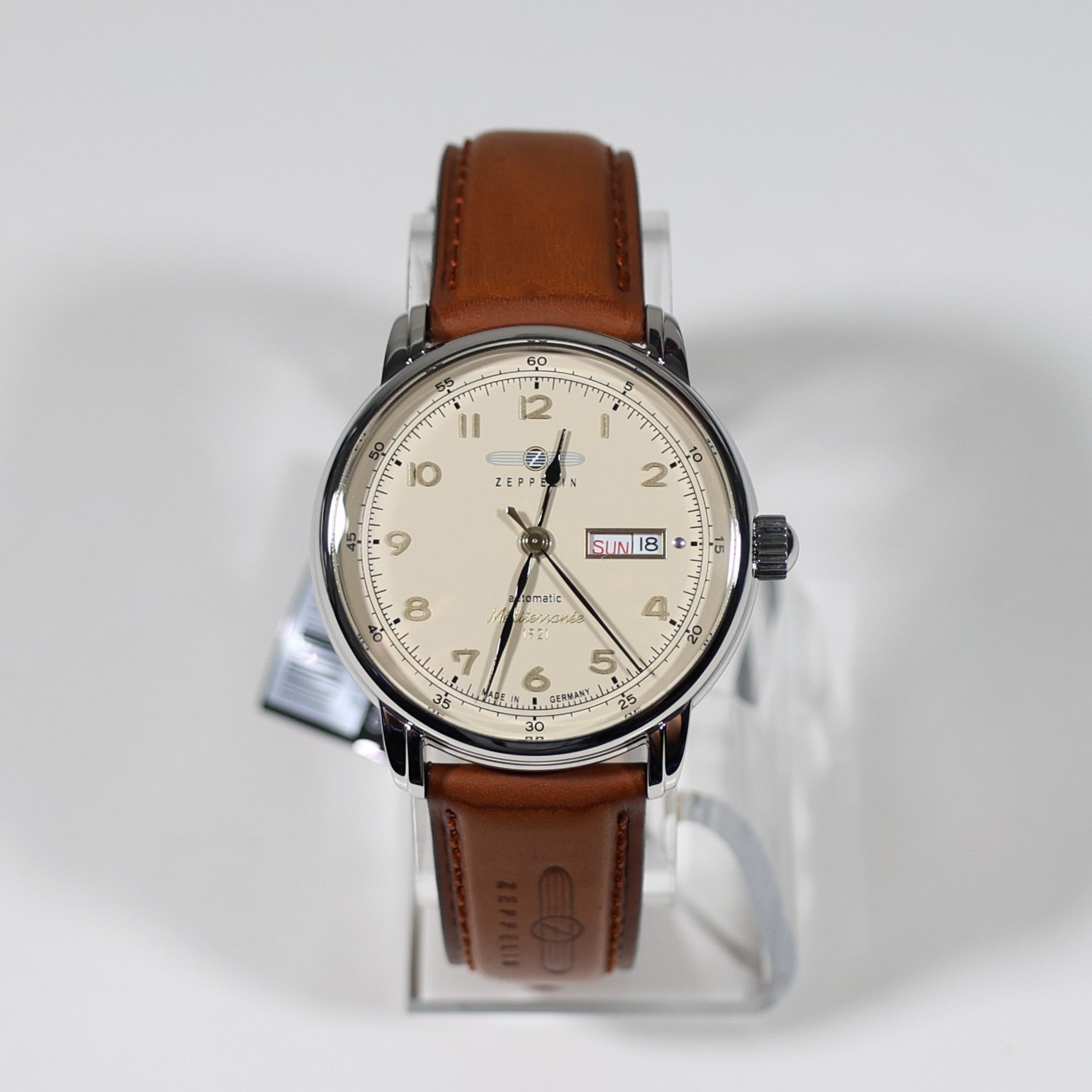 Zeppelin Méditerranée Men's Automatic Beige Dial Leather Strap Watch 9664-5