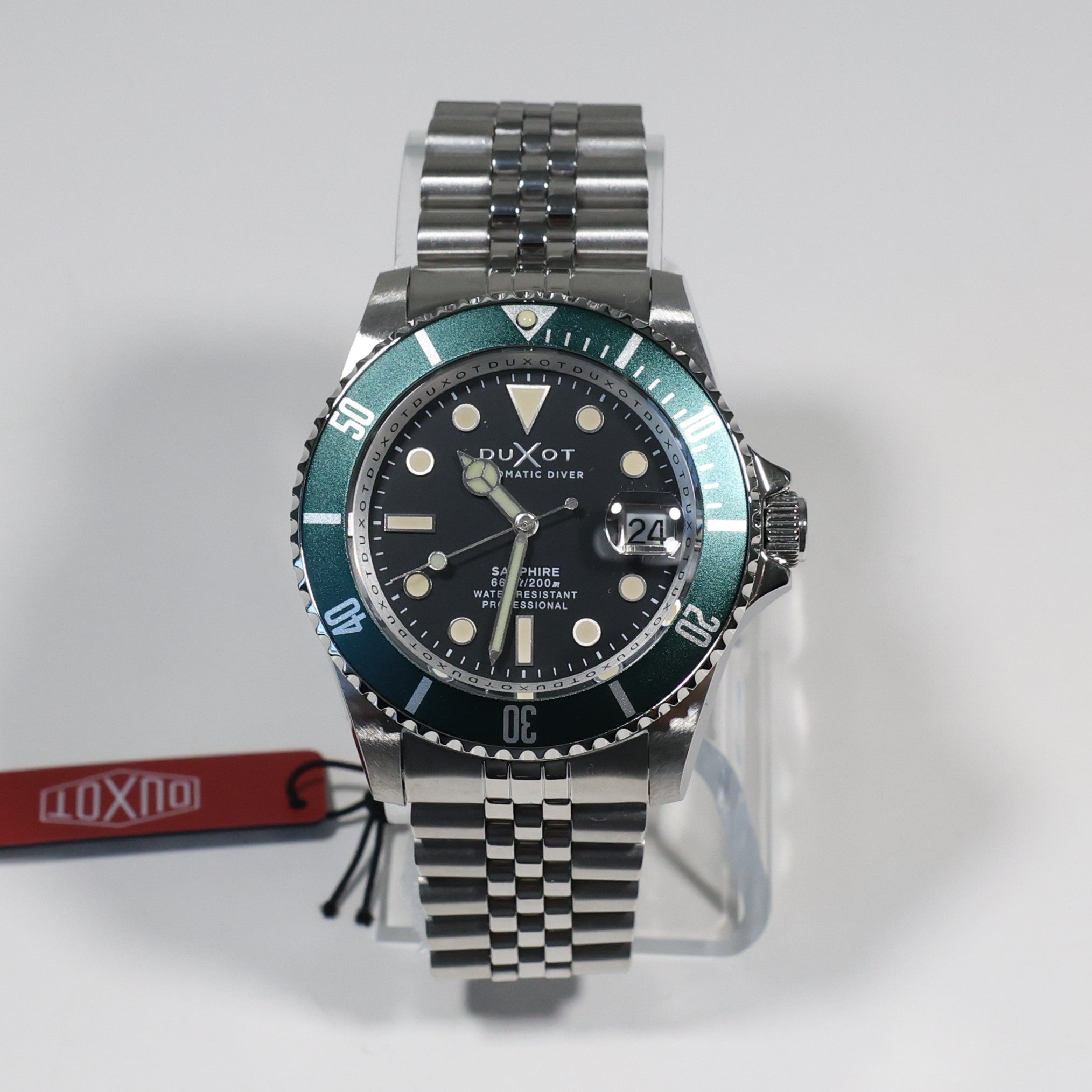 Duxot Atlanctica Men's Stainless Steel Green Bezel Automatic Watch DX-2057-33