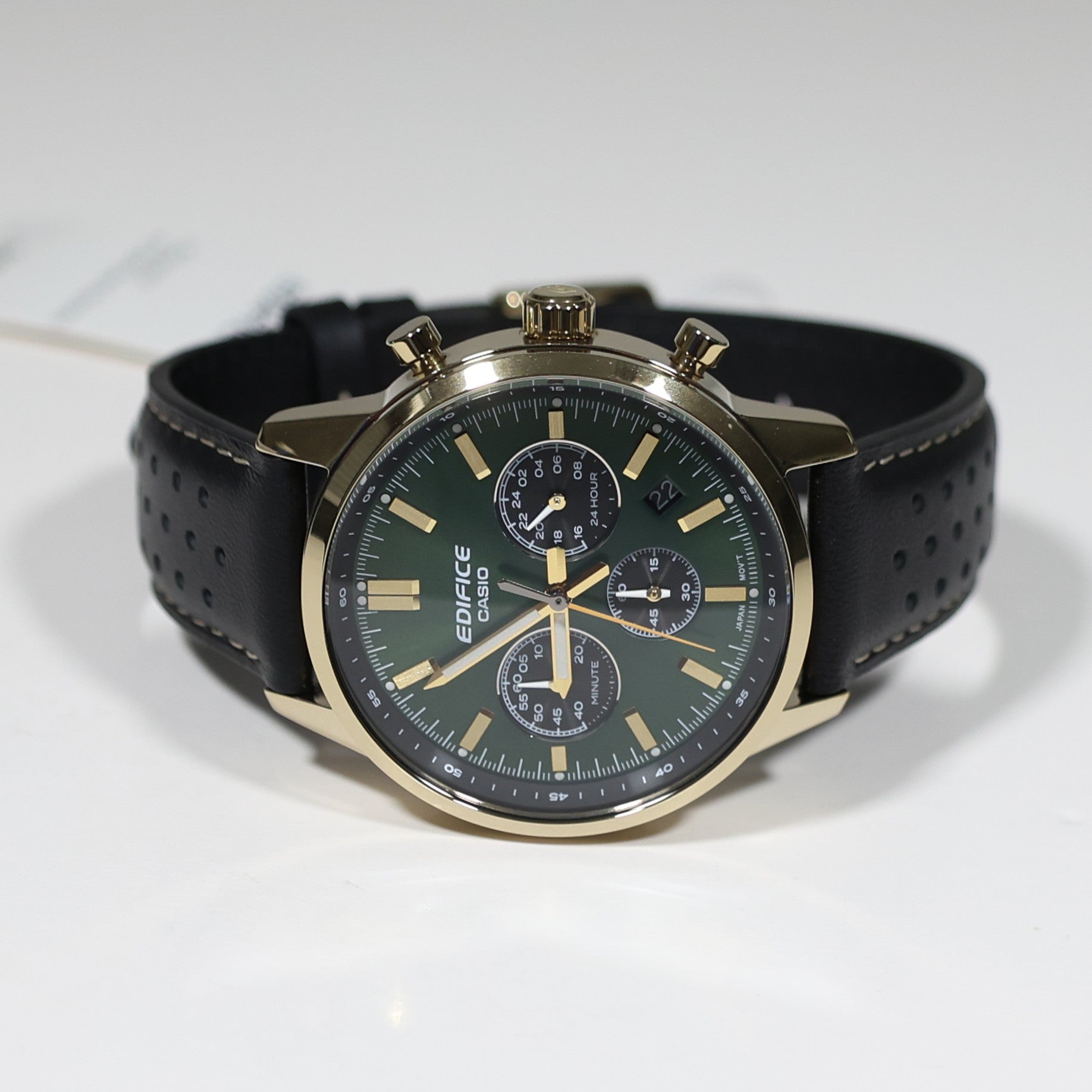 Casio Edifice Gold Tone Green Dial Men's Chronograph Watch EFR-575CL-3AEF