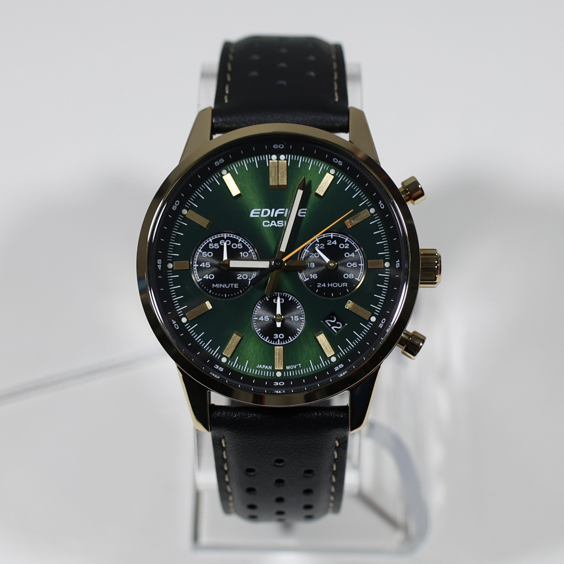 Casio Edifice Gold Tone Green Dial Men's Chronograph Watch EFR-575CL-3AEF