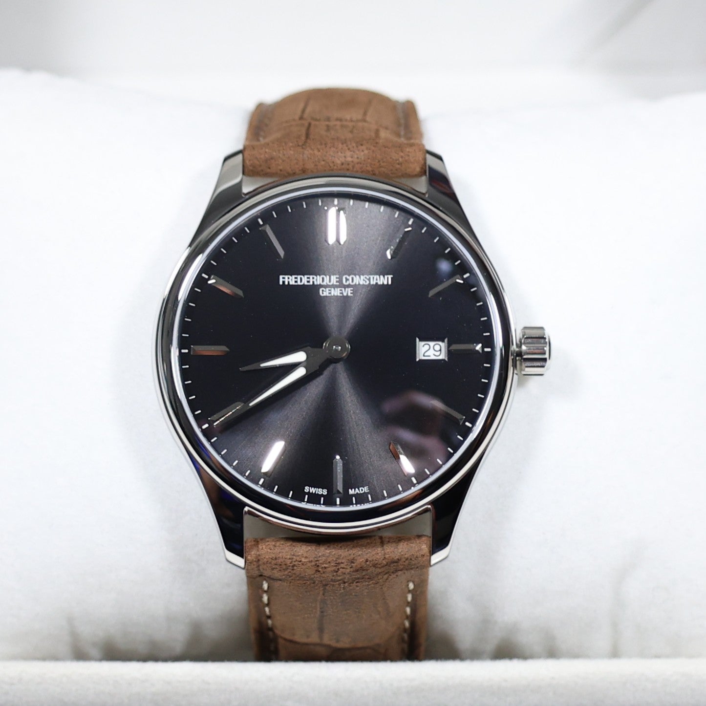 Frederique Constant Men's Gray Dial Brown Leather Strap Watch FC-220DGS5B6