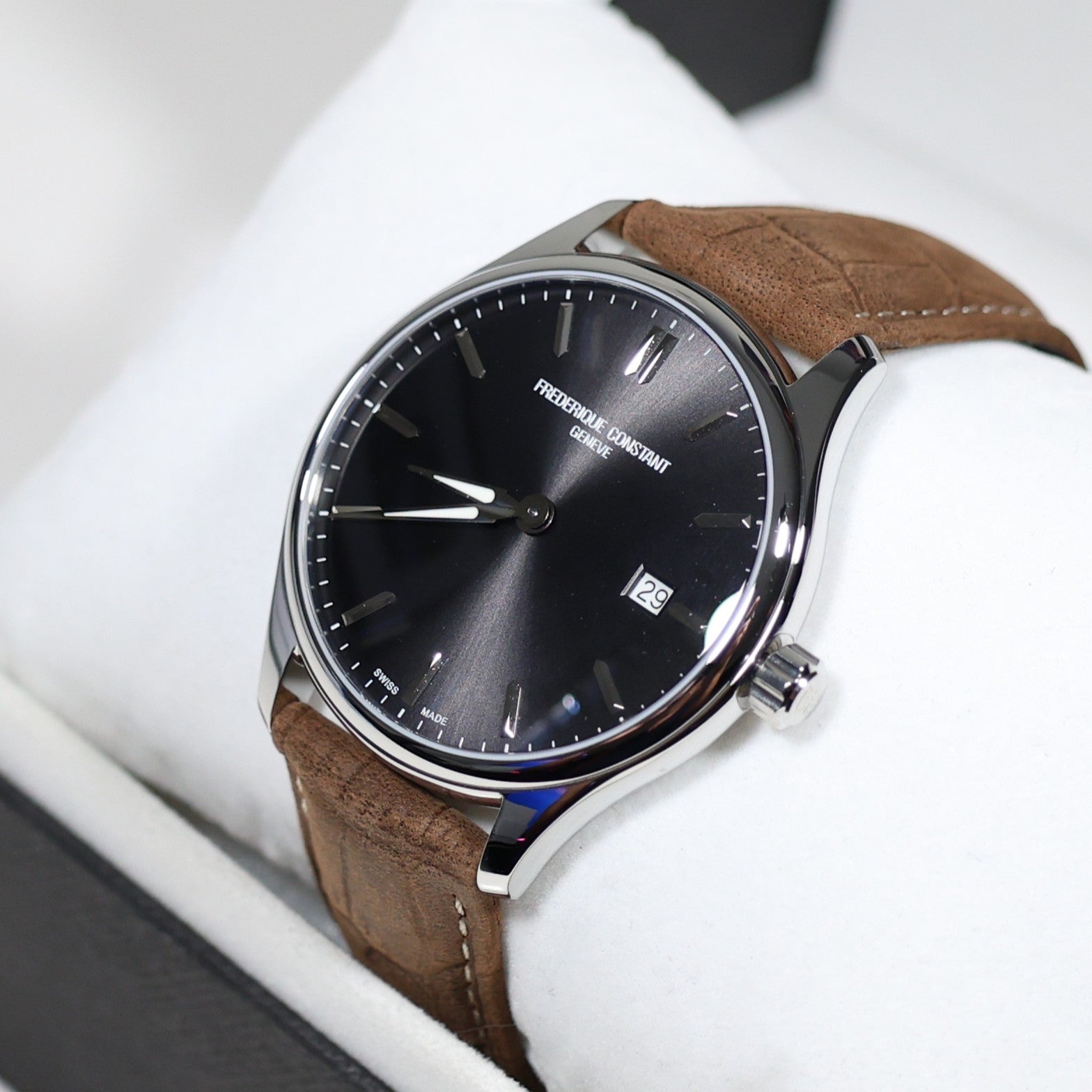 Frederique Constant Men's Gray Dial Brown Leather Strap Watch FC-220DGS5B6