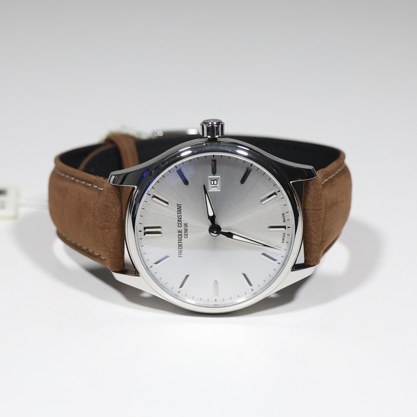 Frederique Constant Men's Silver Dial Brown Leather Strap Watch FC-220SS5B6