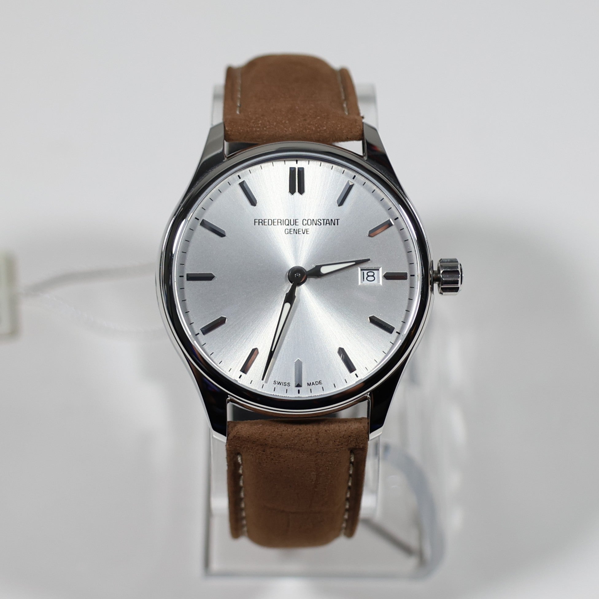 Frederique Constant Men's Silver Dial Brown Leather Strap Watch FC-220SS5B6