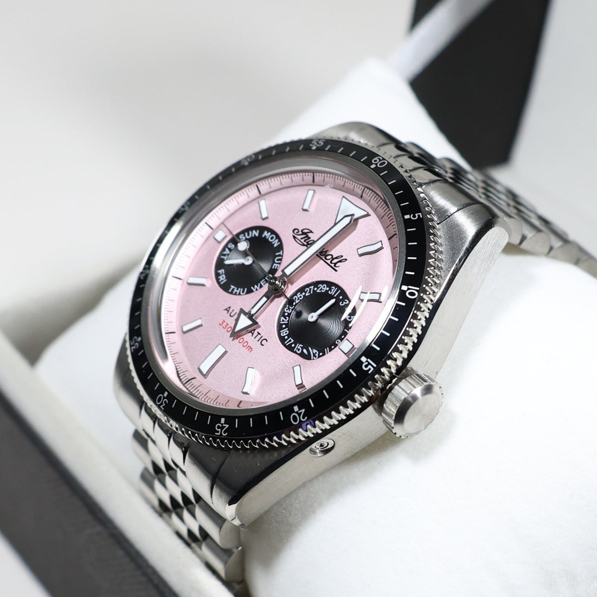 Ingersoll Outlaw Pink Dial Stainless Steel Sporty Men's Watch l17201