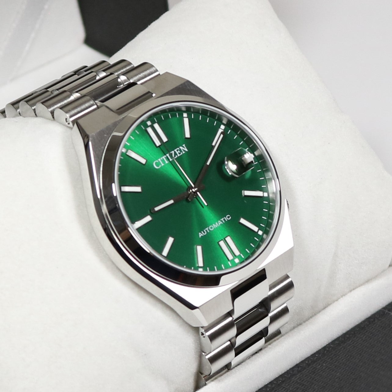 Citizen Tsuyosa Automatic Camouflage Green Dial Silver Steel Strap Watch For Men