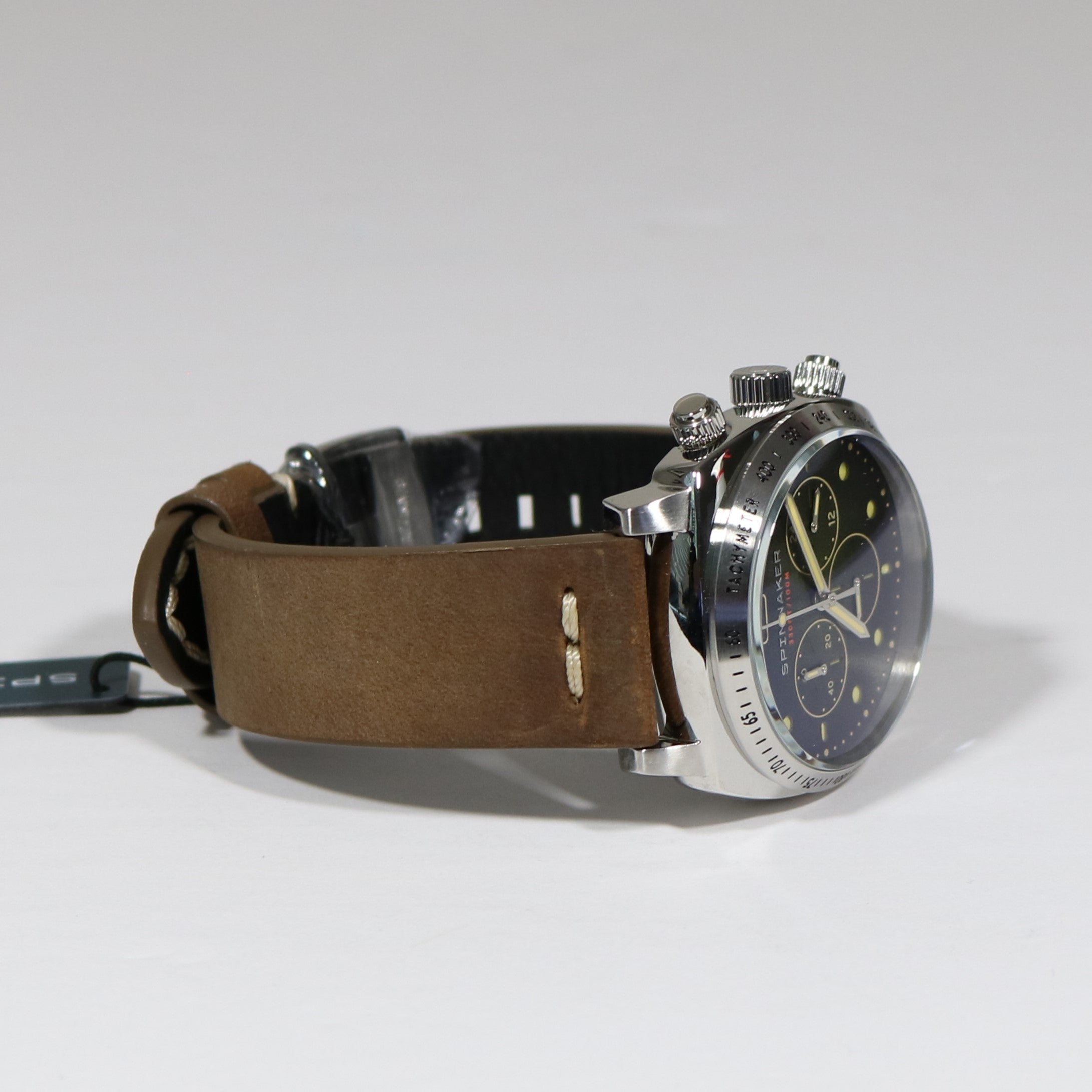 Spinnaker Pine Green Hull Chronograph Brown Leather Strap Men's Watch SP-5068-02
