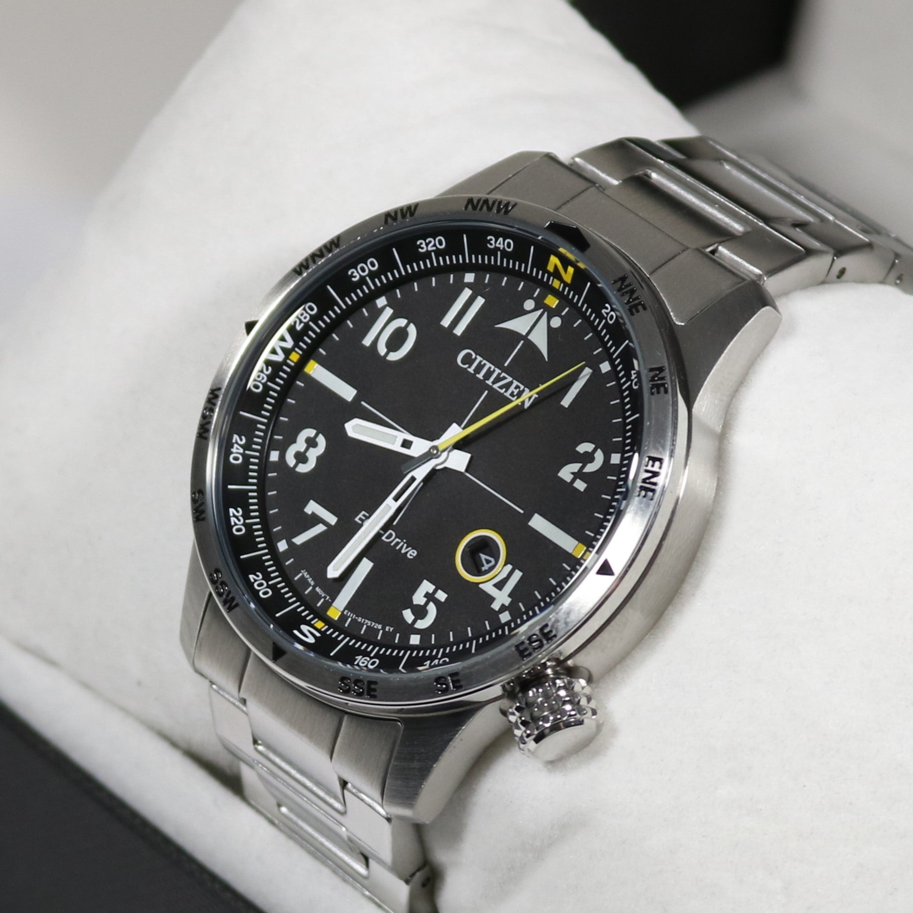 Citizen Eco Drive Black Dial Stainless Steel Men's Sport Watch BM7550-87E